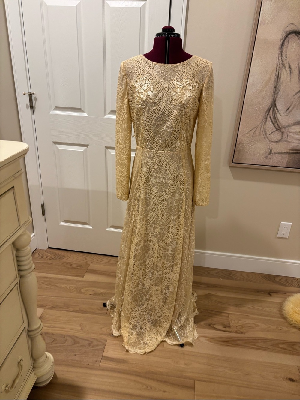 kate spade Cream Long Sleeve Lace Maxi Dress